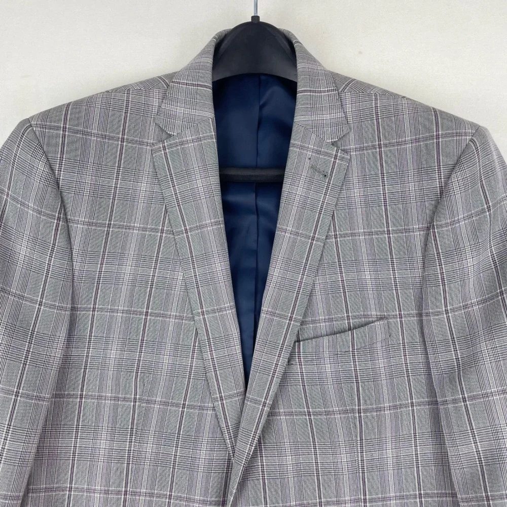 Graham & Co Plaid Blazer 40L & Express Photographer Pants 30x32 Burgundy Suit